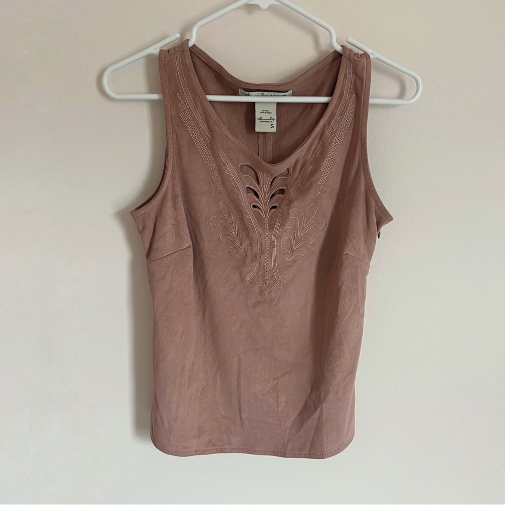 American Rag Dusty Pink Embroidered Tank Top